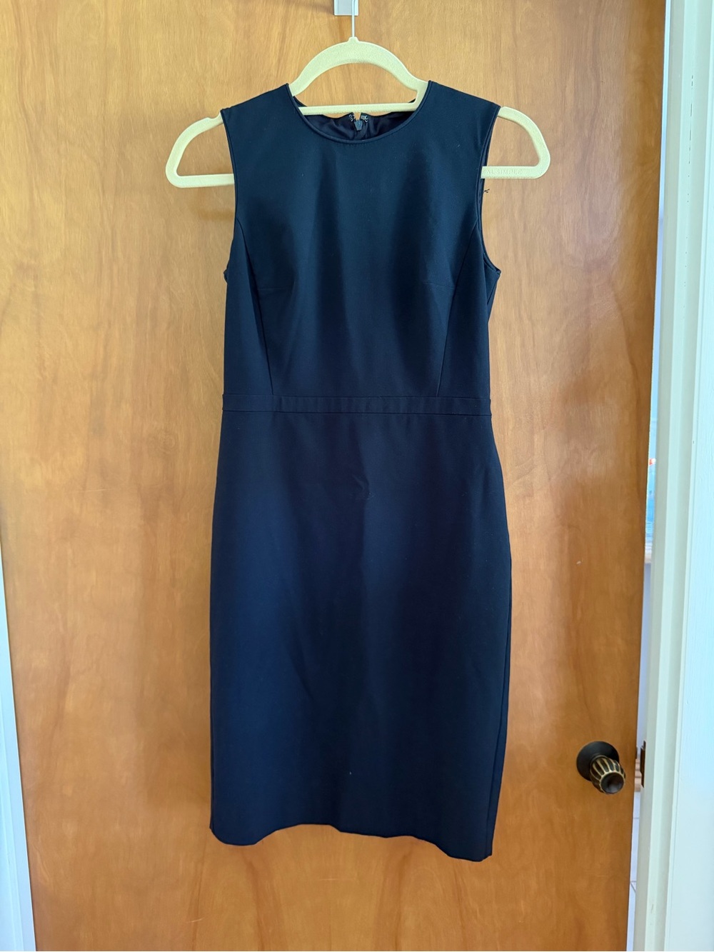 Navy 00 Ann Taylor Black Sleeveless Midi Sheath Dress